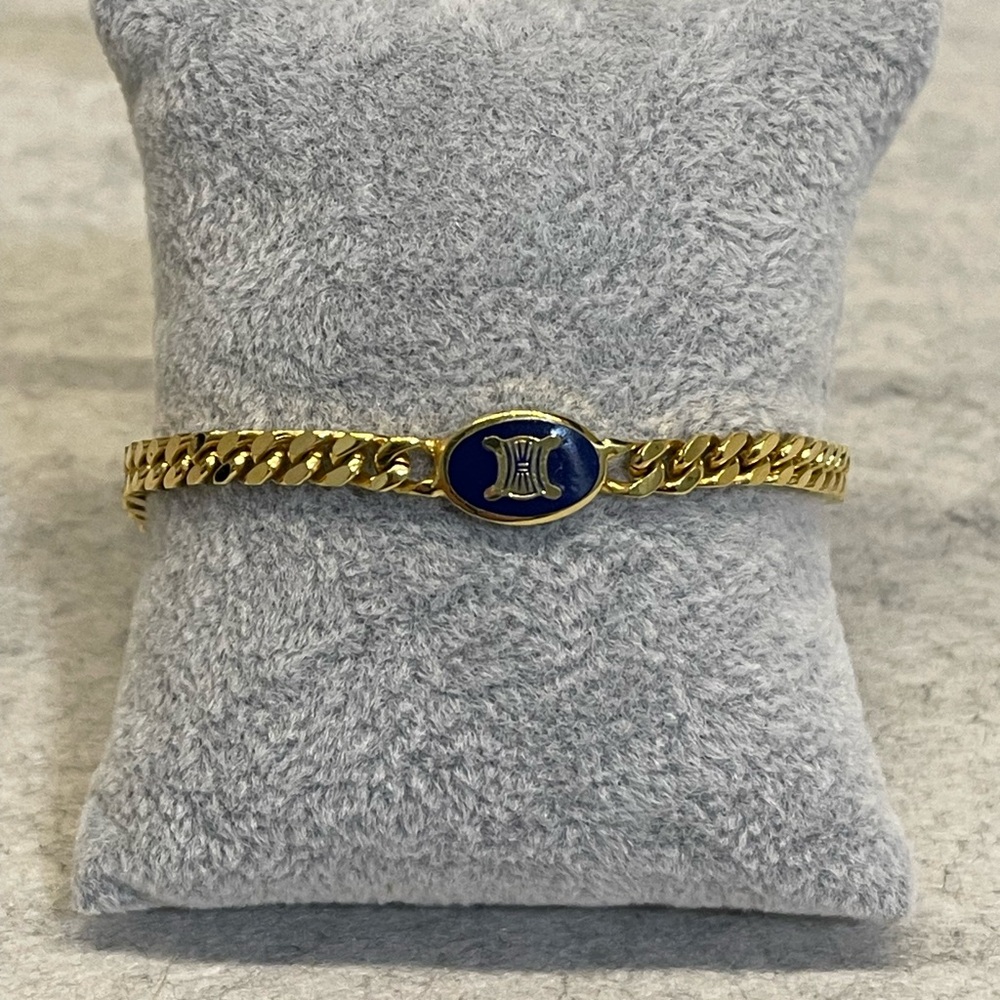 Celine Gold Bracelet with Blue Enamel Accent 💕